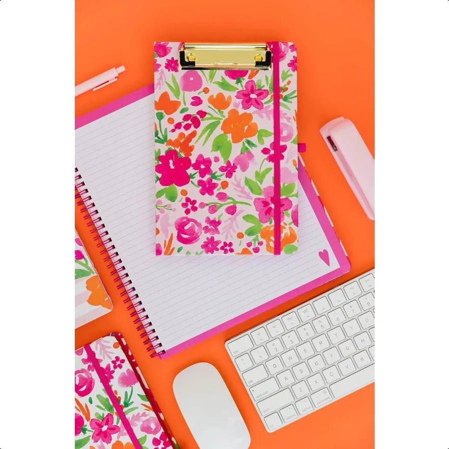 Steel Mill Co Cute Mini Clipboard Folio with Refillable Lined Notepad and Interior Storage Pocket Small Padfolio for Work Water