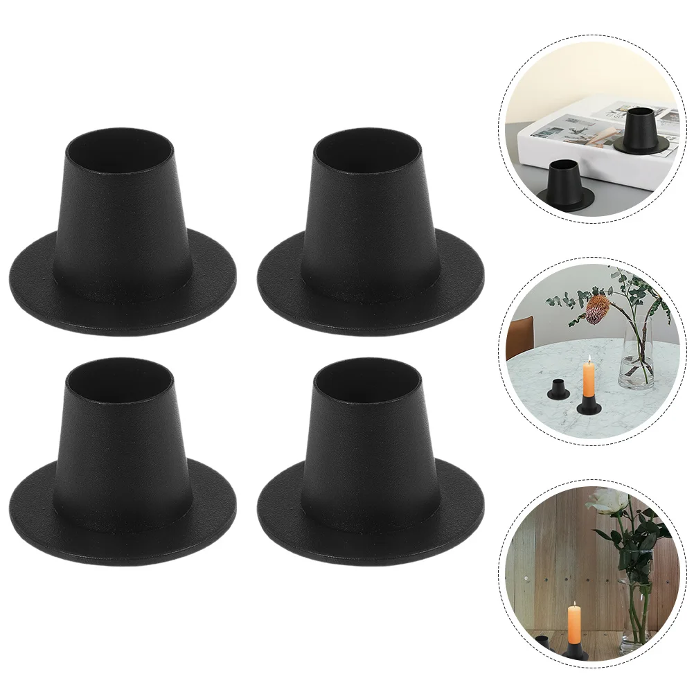 

4pcs Vintage Metal Candlestick Holder Heat-Resistant Simple Design Pillar Stand For Home Wedding Party Tabletop