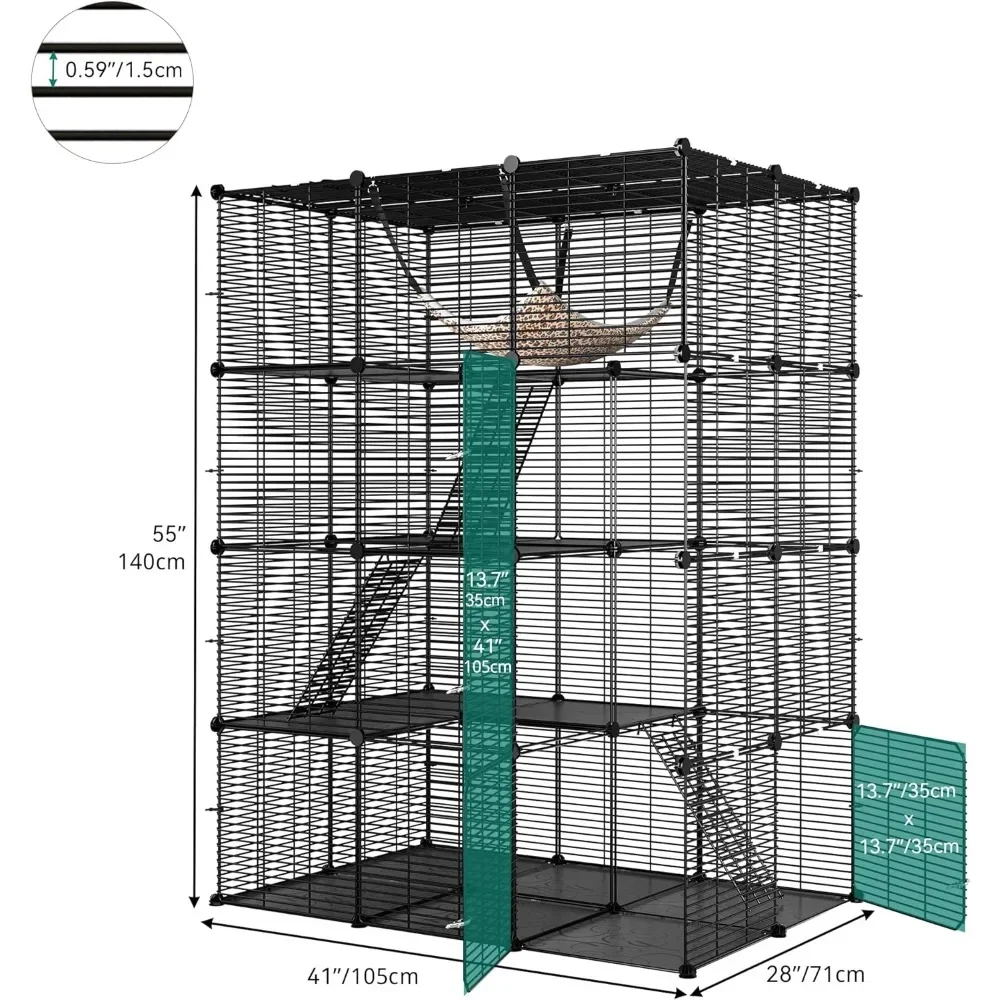 Imagem -04 - Gaiola de Gato de Metal Exterior Grande com Rede Caixa de Gabinete Casas para 13 Gatos e Cães Níveis