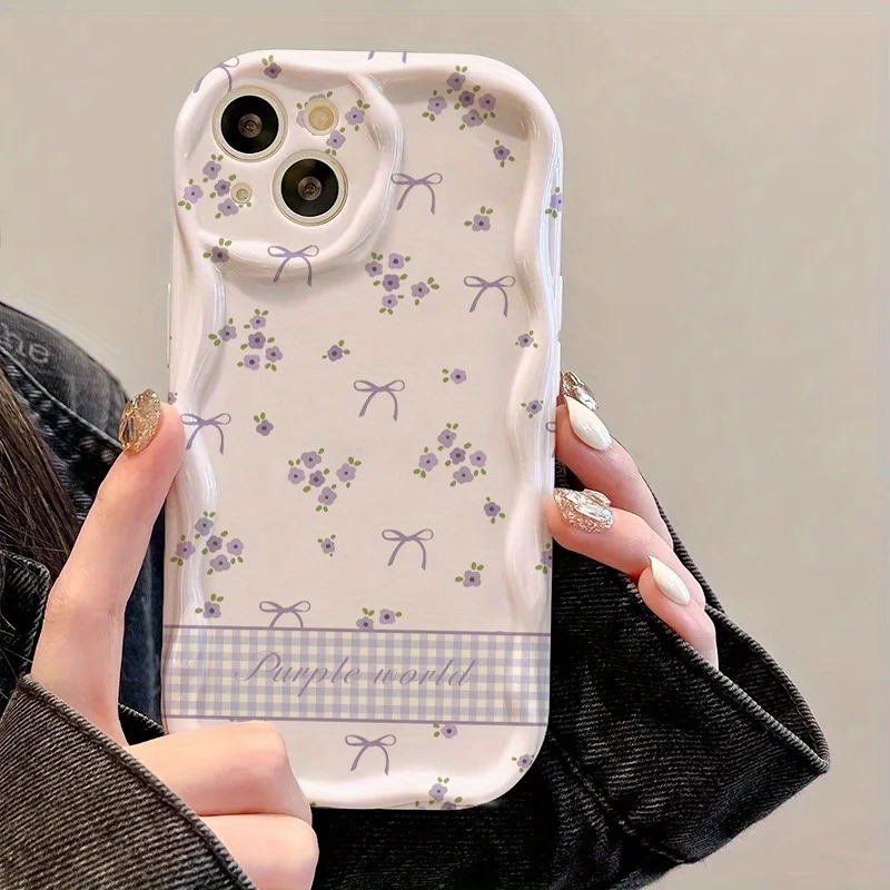 Purple Floral Bow Pattern Phone Case for Samsung Galaxy S26 S25 S24 S23 S22 S21 S20 Plus Ultra A73 A72 A52 A32 A25 A15 Cover