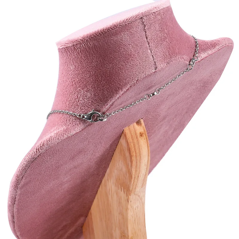 New Solid Wood Pink Velvet Jewelry Display Stand Ring Earrings Bracelet Necklace Watch Pendant Storage Display Stand