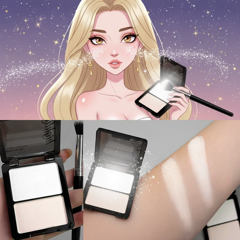 Two Color Highlight & Eye Shadow Powder Delicate, Natural, Lightweight, Matte Finish Eyeshadow Soft Focus Makeup Brightening