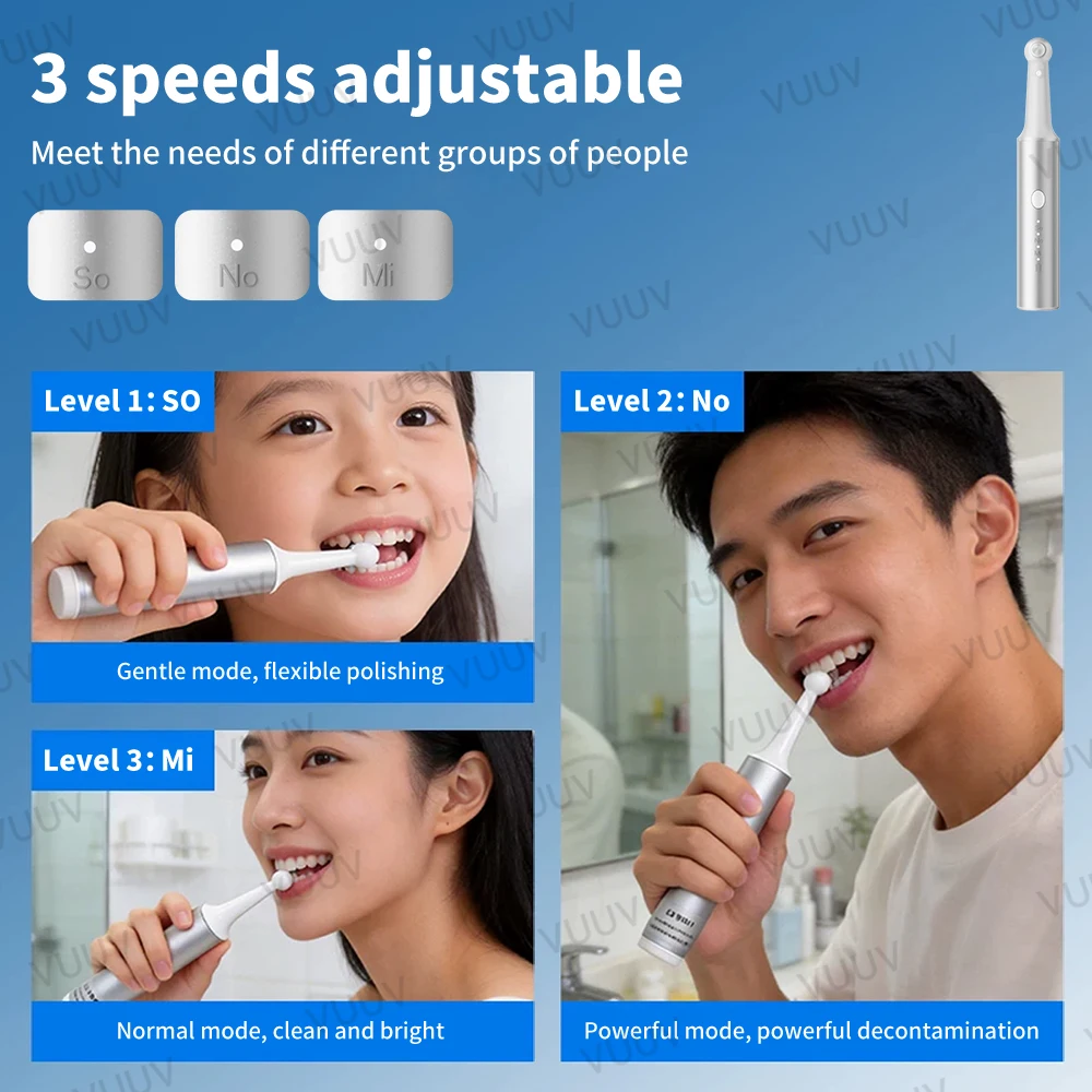 VUUV Electric Tooth Polisher Dental Scaler Multifunctional Stains Plaque Tartar Remover 5in1 Toothbrush Adult Tooth Cleaner image 6