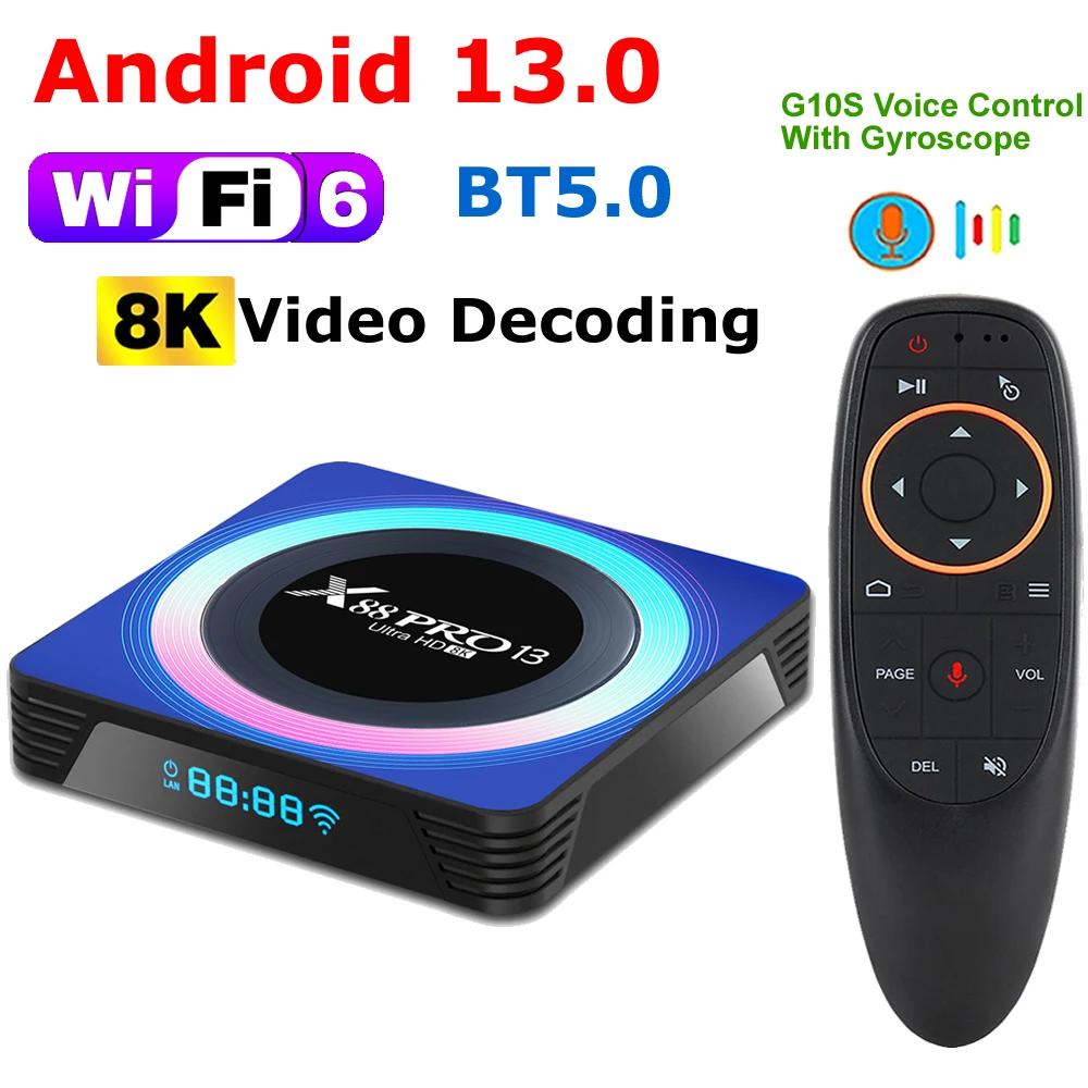 

X88 Pro 13 TV Box Android 13.0 Rockchip RK3528 4GB 128GB 64GB 32GB Set Top Box 8K Video Decoding USB3.0 Wifi6 BT5.0 Media Player