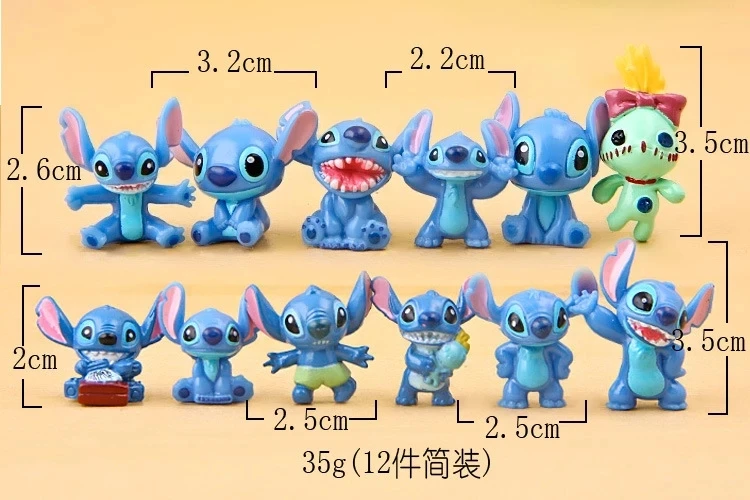 12pcs/Lot Disney Stitch Figure Toy Set Anime Mini Stitch Action Figurines Dolls Home Party Supply Decoration Toys Christmas Gift