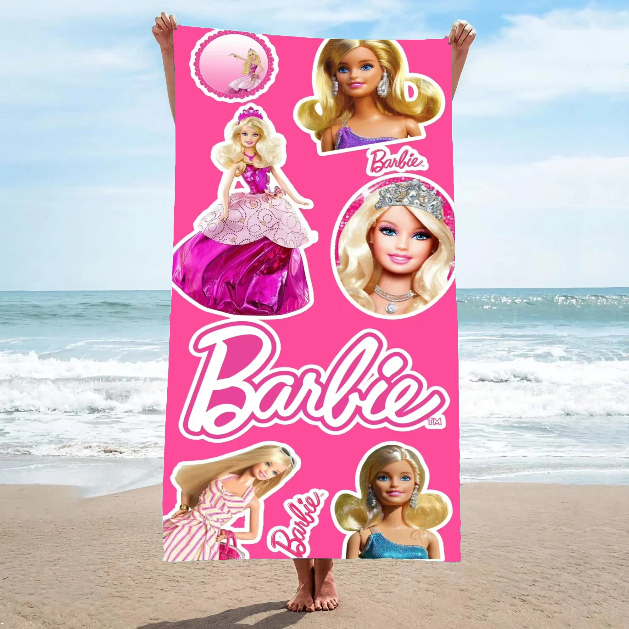 Disney Barbie Princess Anime Beach Towel Girl Bath Towels Microfiber Beach Swimming Towel Decor for Adults Kids Gift 75x150cm