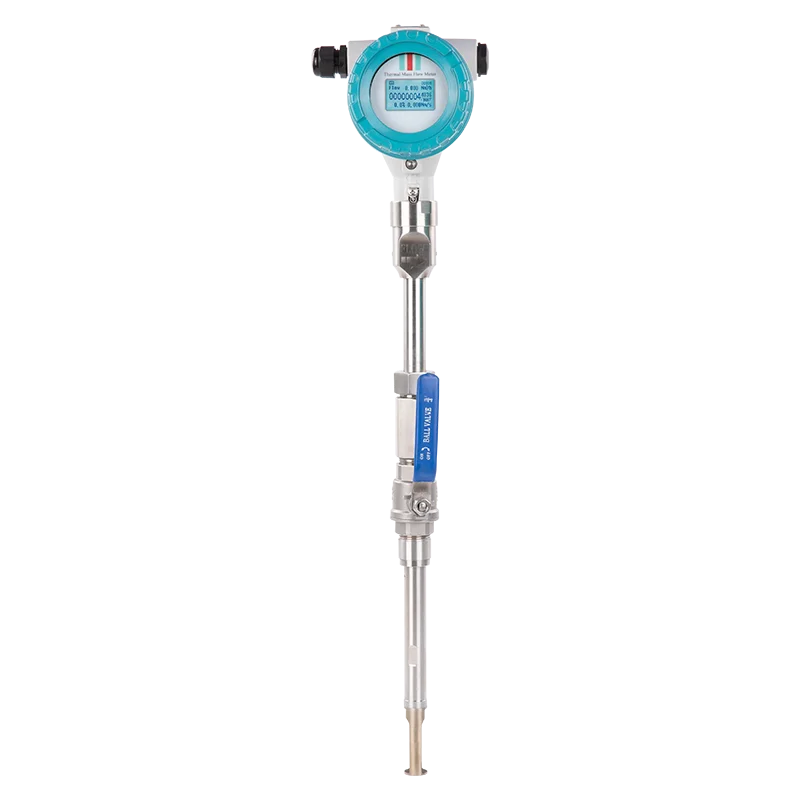 Stainless Steel Digital Thermal Mass Flow Meter Insertion Type LCD Measures Air Biogas Mix Water Liquid Oil High Accuracy OEM