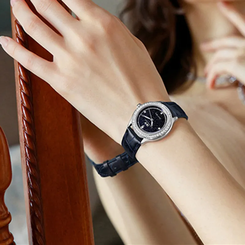 CARNIVAL Quartz Watches for Woman Pearl Shell Rhinestone Dress Sapphire Waterproof Luxury Brand Women's Wristwatch Reloj Mujer