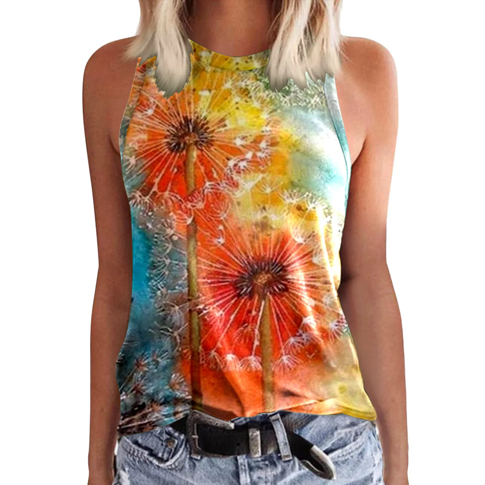 New Summer Flower Floral 3D Printed Tank Top Woman Fashion Oversized Sleeveless O-Neck Vest Streetwear Camisole Women\'s Clothing