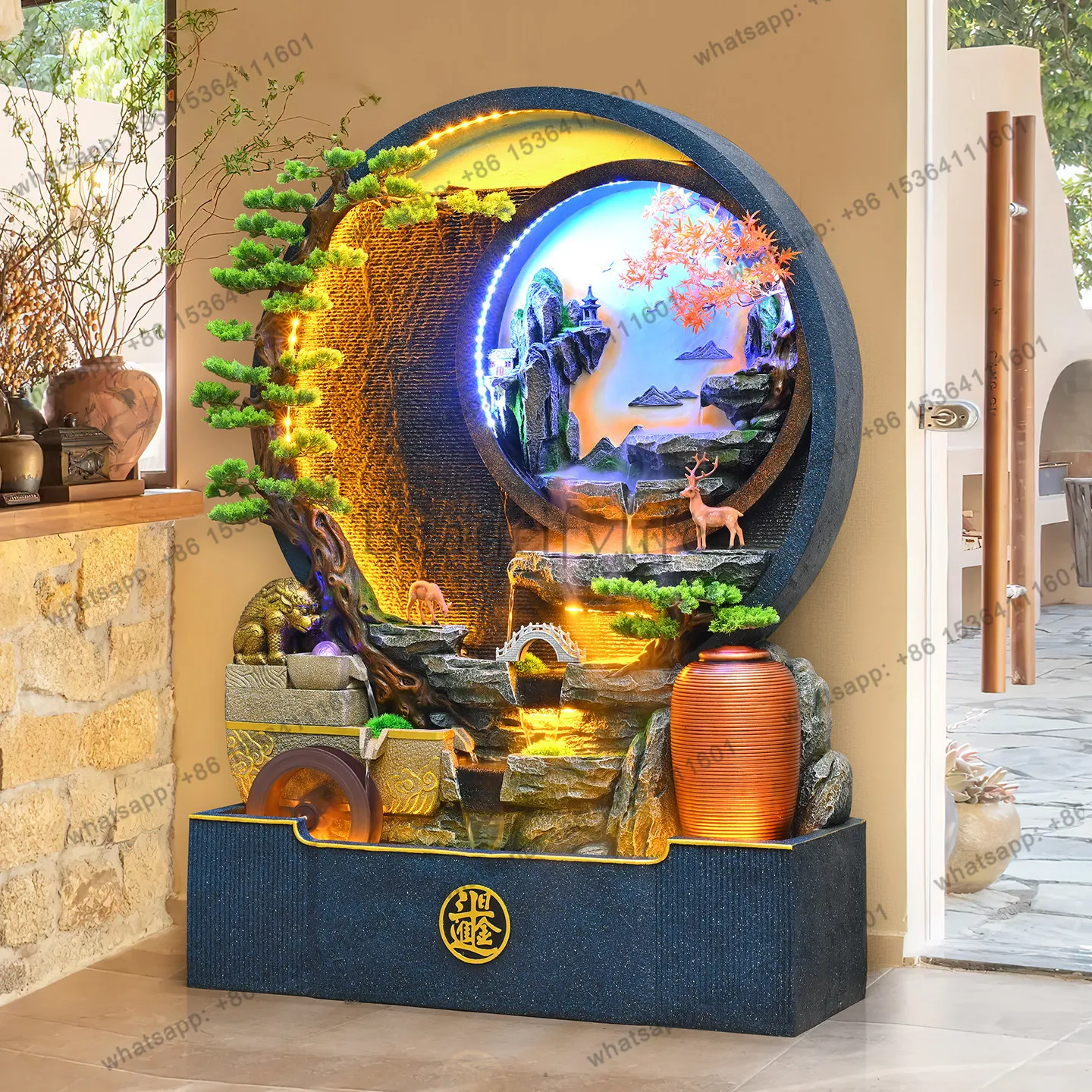 Screen ornament company, living room entrance, Pixiu feng shui wheel partition, housewarming opening ceremony