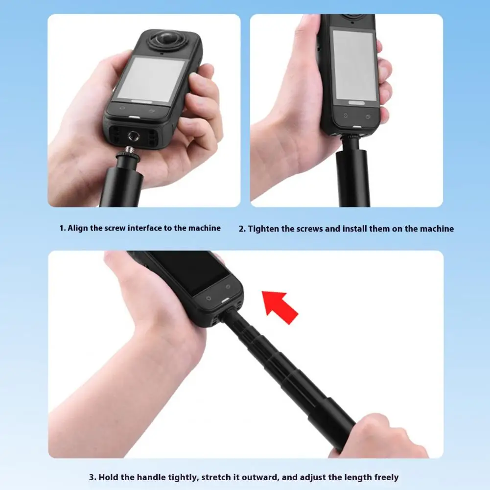 Compact Lightweight Selfie Stick Adjustable Selfie Stick Extension Pole Extra Long Portable Action Camera Mount Compact