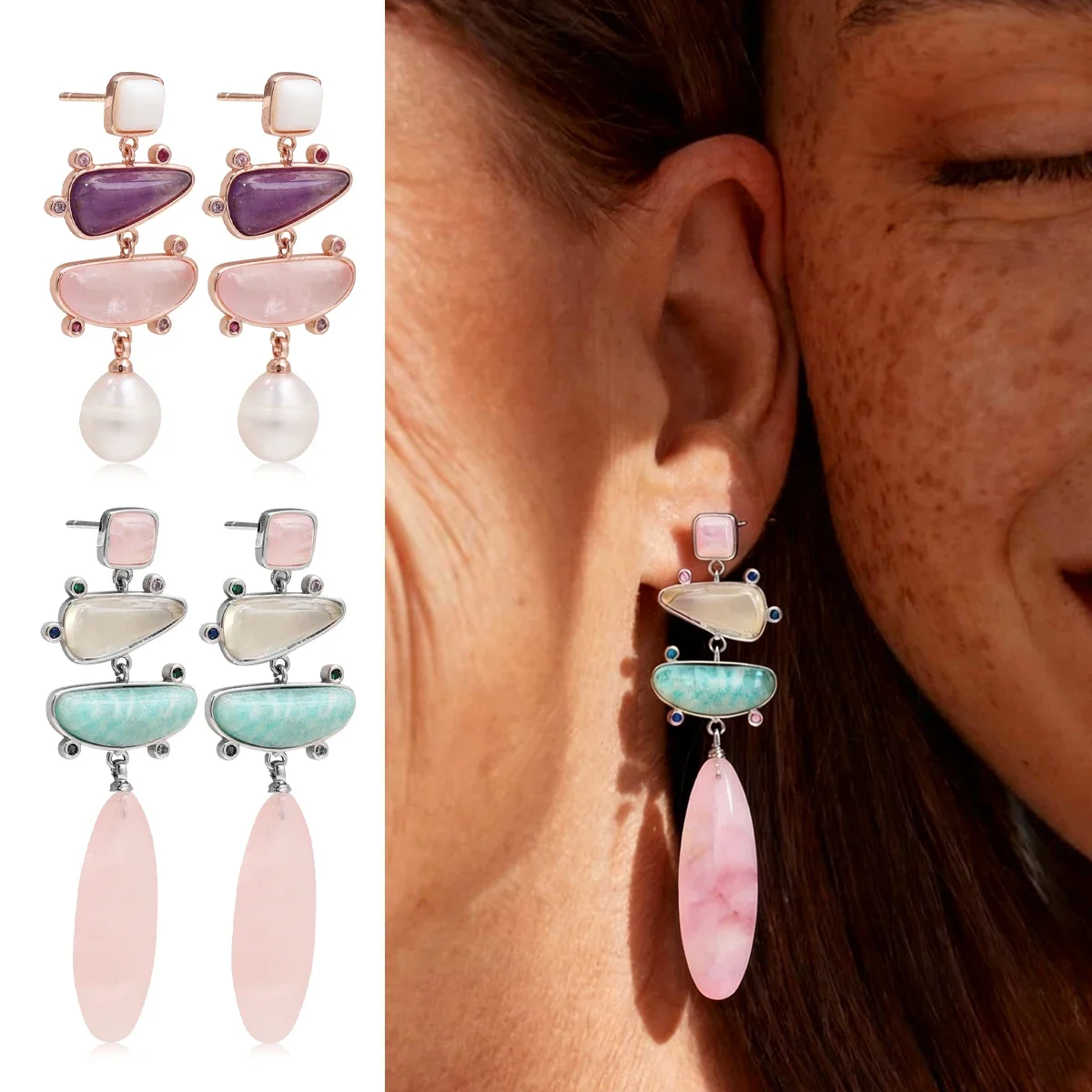 

Luxury Women French-style Elegant Earrings, Radish Natural Stone Earrings Dropshipping