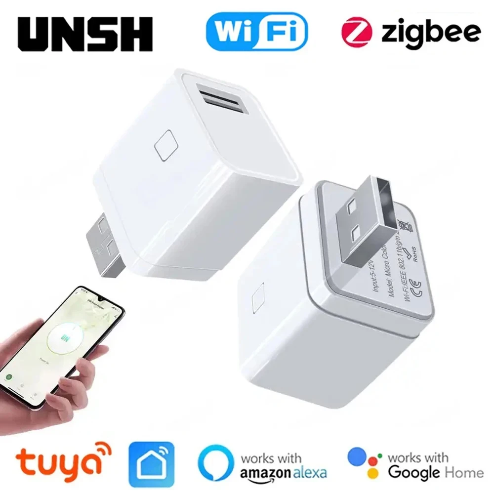 Tuya Smart Mini USB Power Adapter Switch, WiFi, Zigbee, Micro 1, 2, 3, 5V, Smart Life Control Via Alexa, Google, Yandex Alice