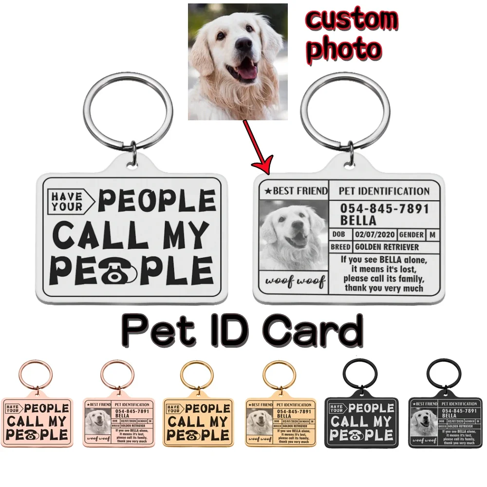 Personalized Pet ID Card Stainless Steel Custom Dog ID Tag Identification Anti-lost Dog Cat Information Collar Pet Accessories