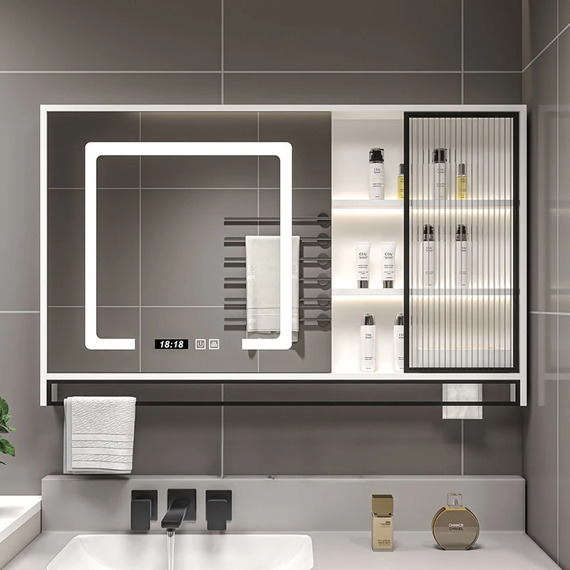 bathroom smart mirror cabinet separate wall-mounted toilet storage mirror box vanity mirror door petite armoire small furniture
