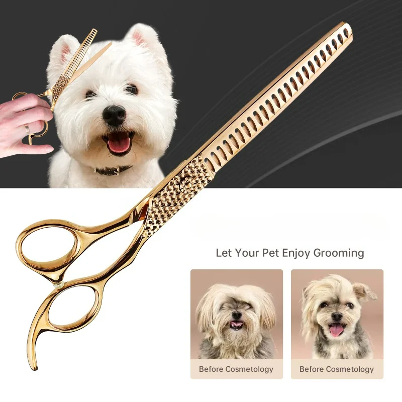 

7.5'' Fishbone Thinning 60% Pet Scissors Professional High Quality For Japan440C Pets Grooming Hair Shears Hairdressing Scissors