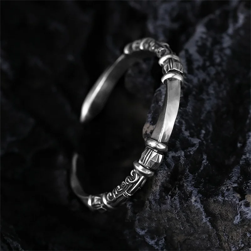 Retro Lines Flower Rotating Bead Twisted Bracelet For Men Jewelry Lucky Hand Accessoried Bangle Male Gift For Birthday