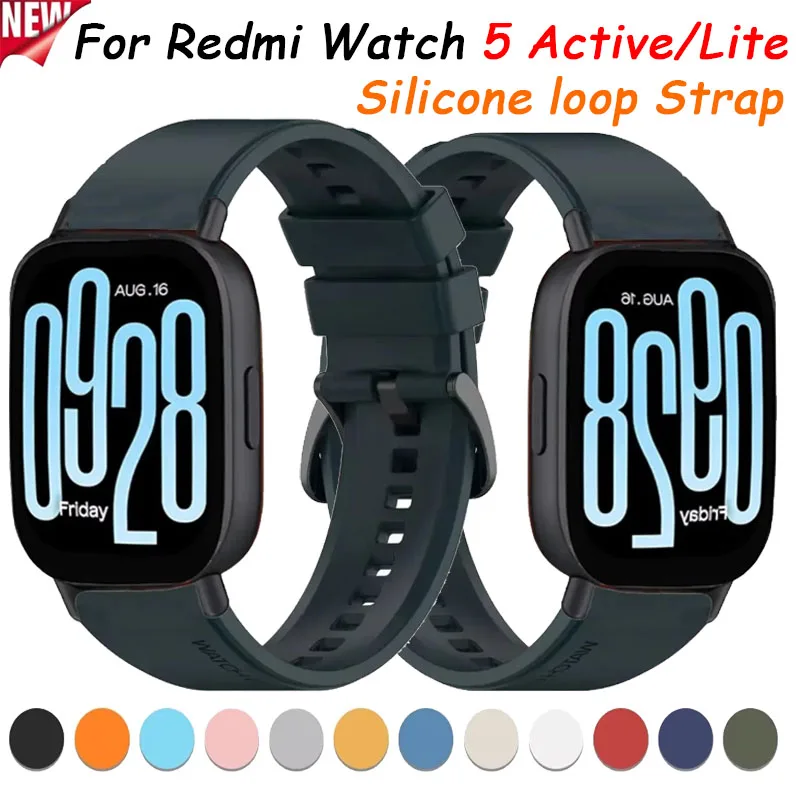 20mm 22mm Silicone loop Strap for Redmi Watch 5 Lite soft rubber Replacement bracelet Wristband for Redmi Watch 5 Active correa