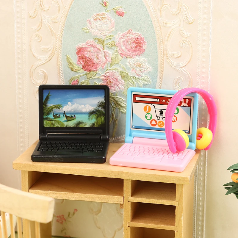 1PCS 1/12 Dollhouse Office Computer Toys Dollhouse Laptop Model Dolls House Decoration Accessories