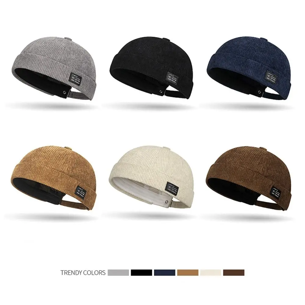 Fashion Solid Color Vintage Docker Cap Adjustable Round Dome Melon Cap Retro Soft Landlord Hat Unisex 2