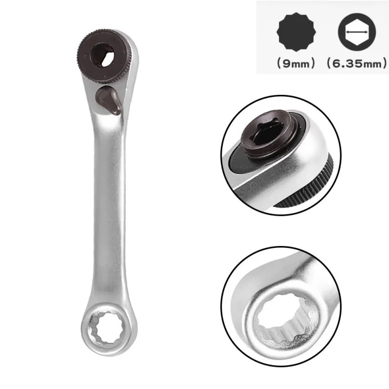 Mini treble 1/4 inch flying C-batch head plum blossom dual-purpose model  2-in-1 Ratchet Wrench Quick Wrench