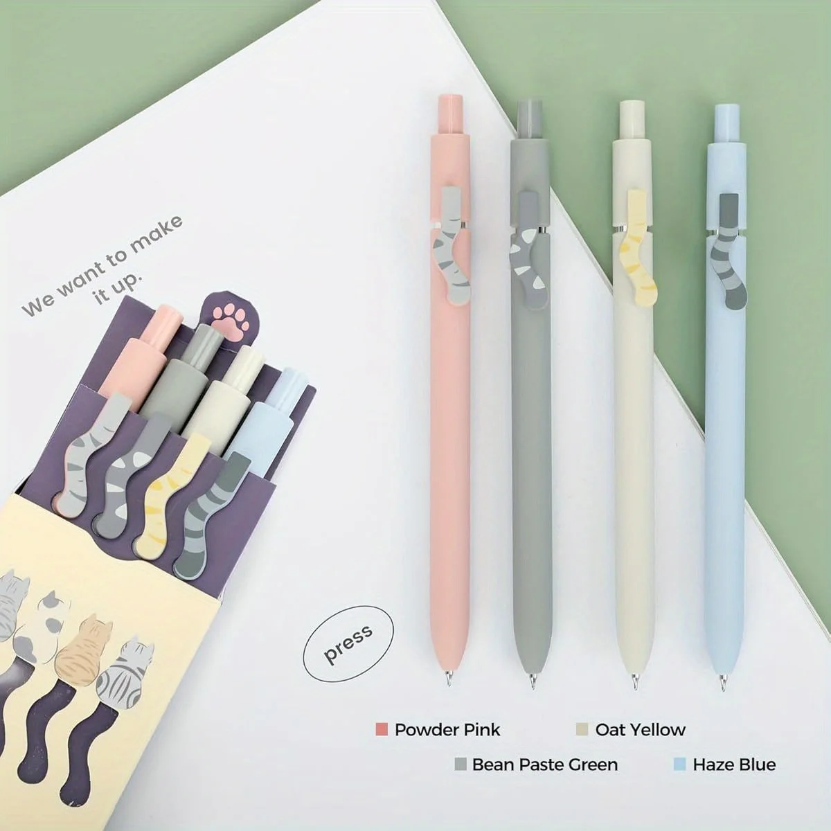 

New 4 - pack 0.5mm quick - drying black gel pens with fine tips for smooth writing, gifts for cat lovers.