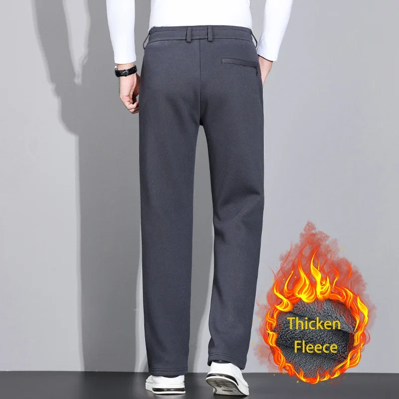 BROWON Brand Winter 2025 Casual Sportswear Man Pants Thickened Coffee Business Straight Oversize Fleece Padded Pants Man