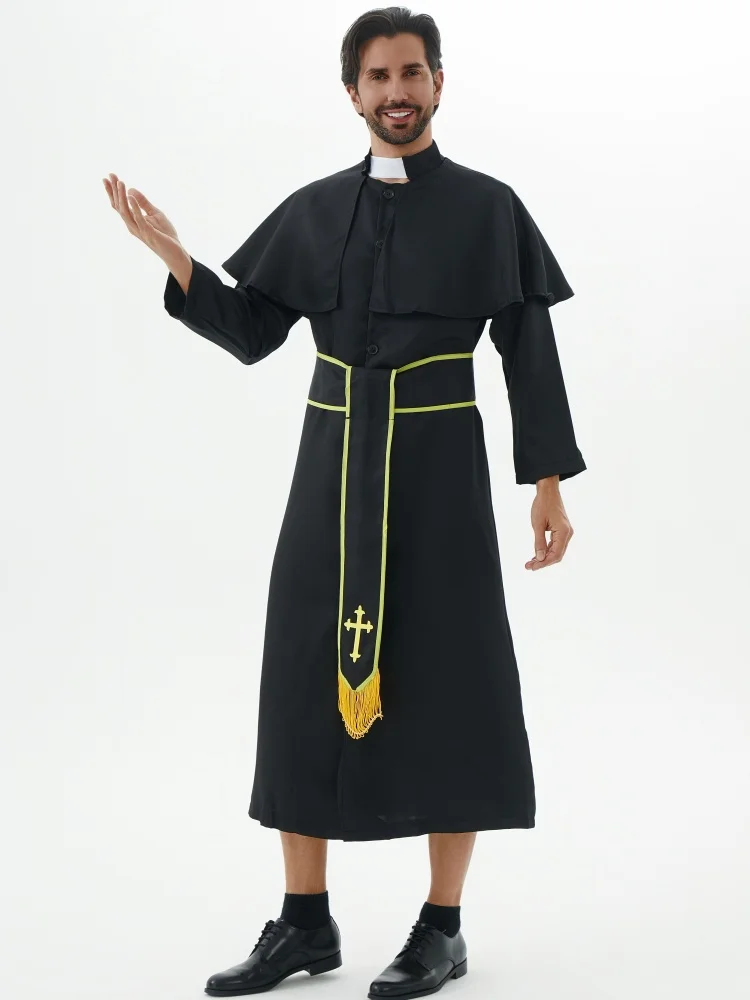 وحتى فستان رقص حفلة أسود الكبار كاهن رداء الرجال العراب زي هالوين تأثيري البدلة