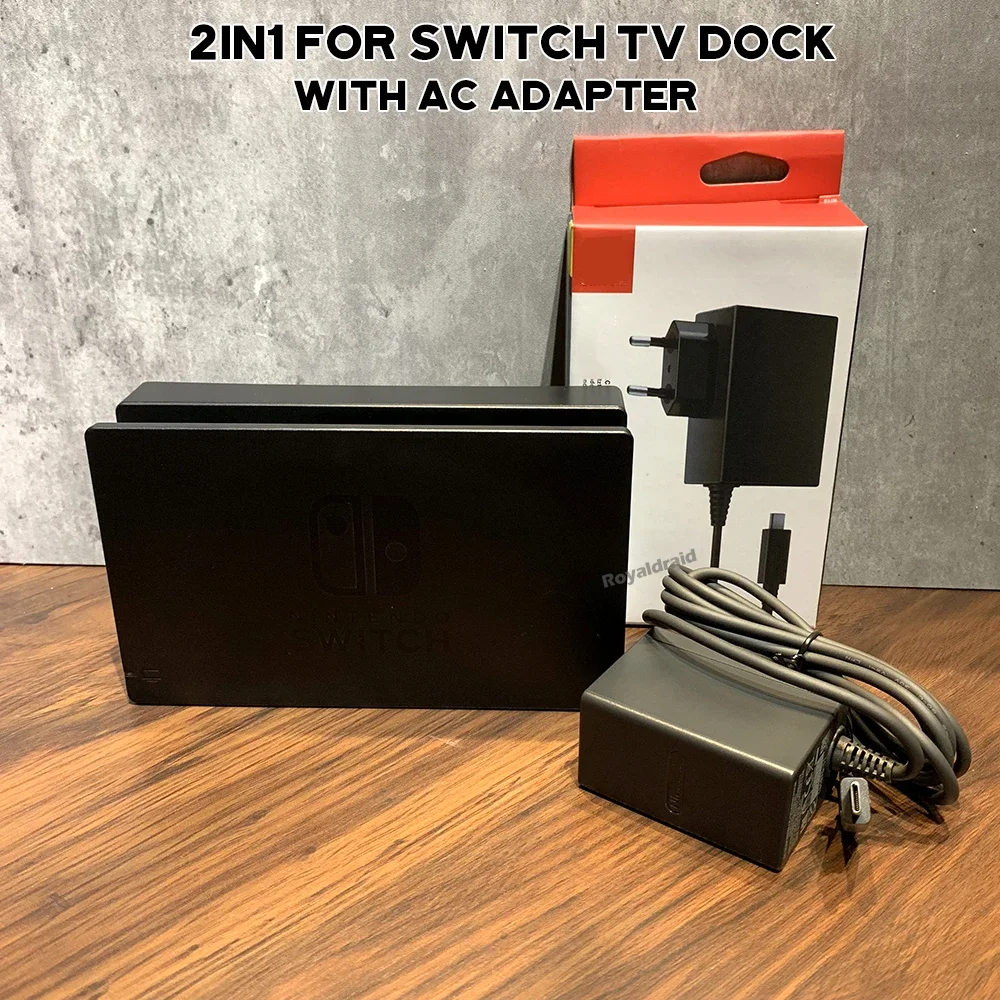 2IN1 For NS Switch TV Dock Charging Base For Nintend Switch TV HDMI-Compatible Dock Stand Station + AC Adapter Power Supply image 2