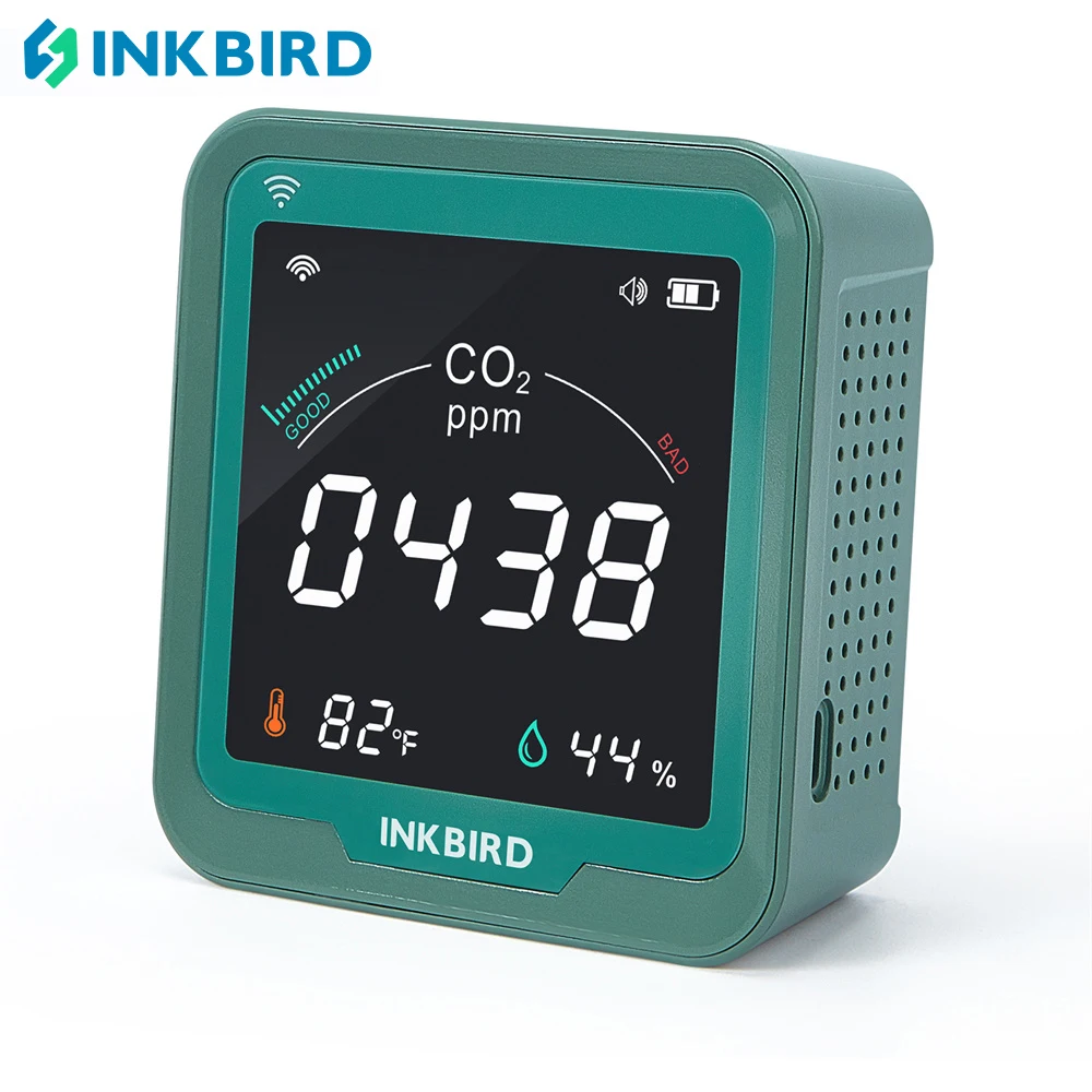 

INKBIRD Wi-Fi CO2 Detector 3-In-1 Air Quality Monitor 400-5000 PPM Carbon Dioxide Monitor with Temperature and Humidity for Home