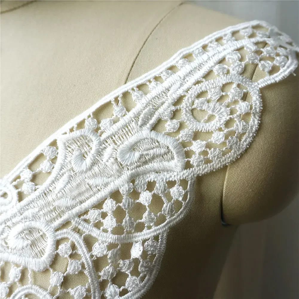 White Butterfly Collar Embroidered Wedding Gown Appliques Lace Fabric Sew On Patches For Dress DIY Decoration