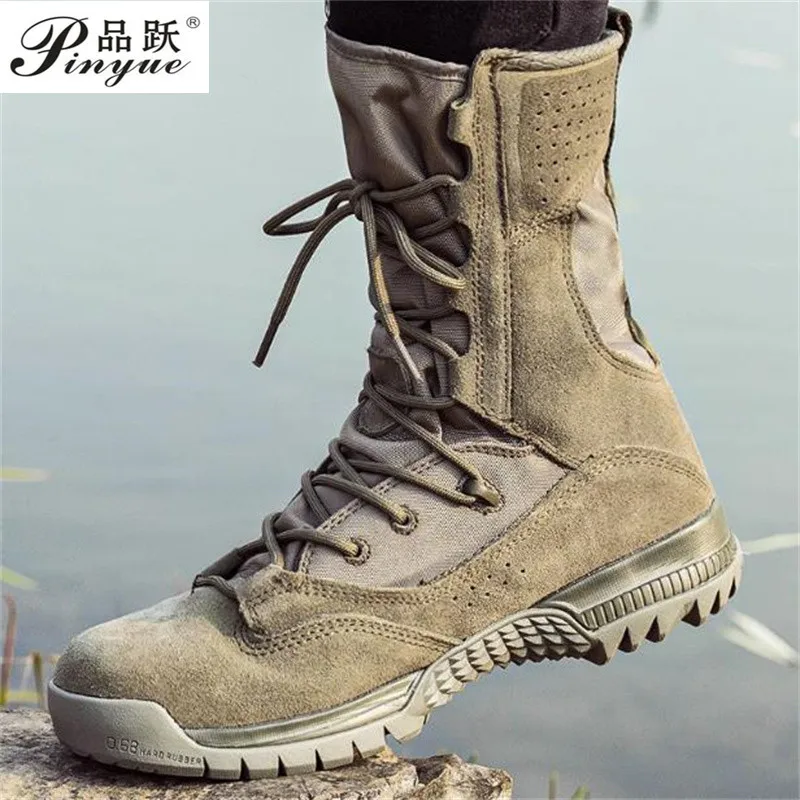 

size 37 46 Leather Men's Leather Hiking Work Boots Man sneakers Non-Slip Lightweight Breathable Non-Slip Desert Running shoes