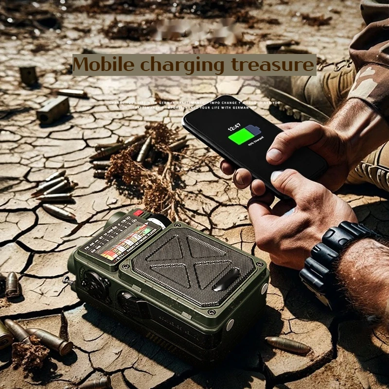 LEM multi-function hand-cranked radio, solar charging flashlight, disaster prevention and emergency survival equipment