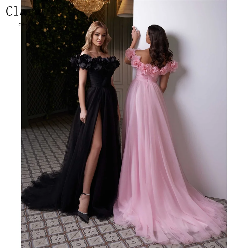Clara Custom Flower Trägerloser Seitenschlitz A-Linie Luxus Damen Abendkleider Ballkleid Kleider 2025, Luxus Abendkleid für Damen