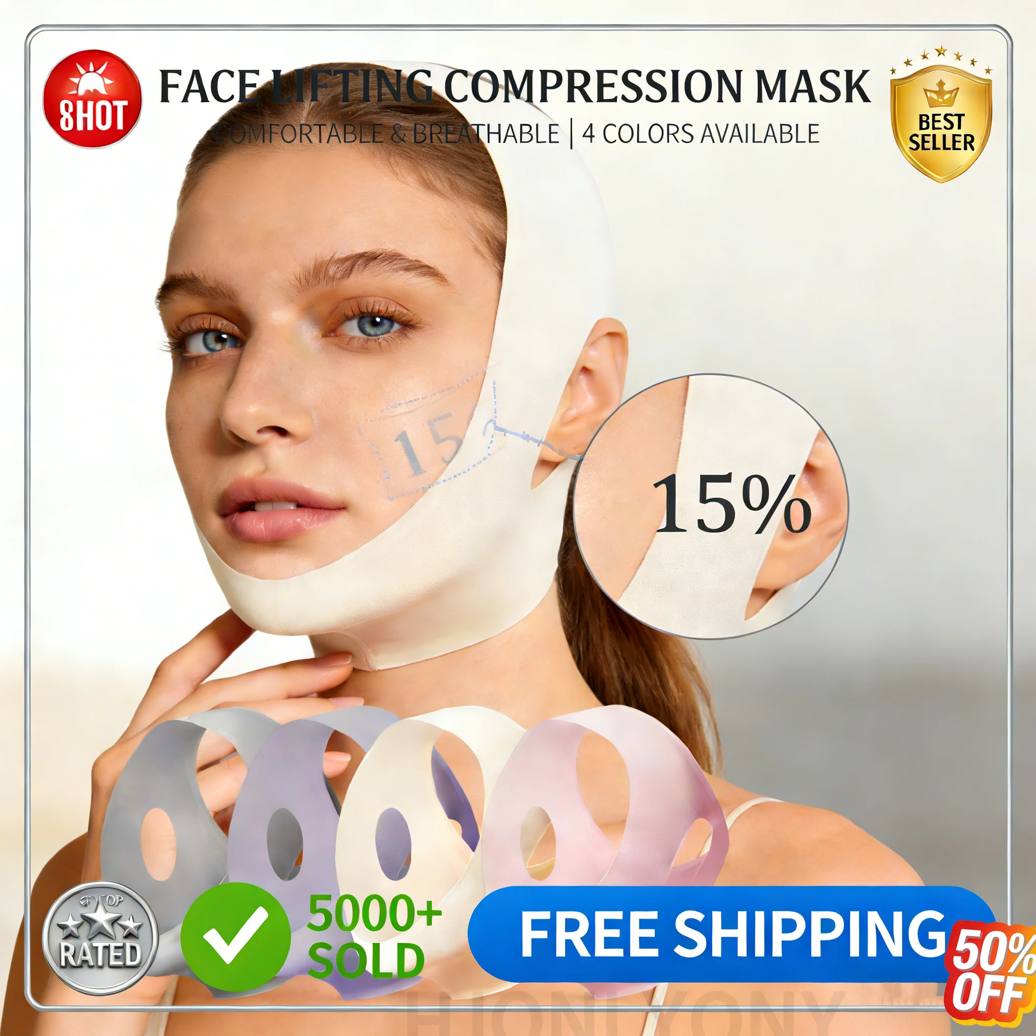 V-Face Slimming Bandage Home Use Anti-Sagging Compression Strap Facial Lifting Mask Beauty Tool