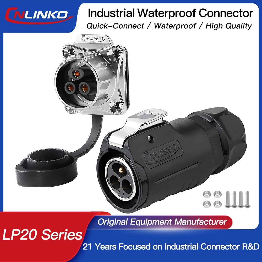 

CNLINKO M20 2/3/4/5/7/9/10/12/14 Pin IP68 Waterproof Power Cable Connector Safety Bulkhead Industrial Wire Aviation Connector