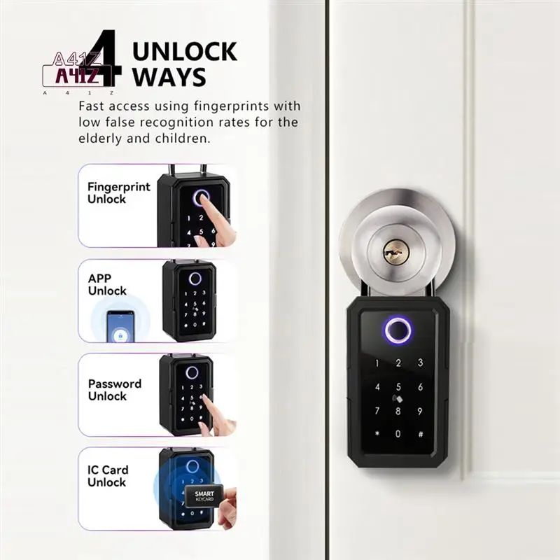 

A41Z-Smart Key Lock Box Wi-Fi Fechadura Eletronica Водонепроницаемый настенный дверной замок с отпечатками пальцев Безопасный сейф