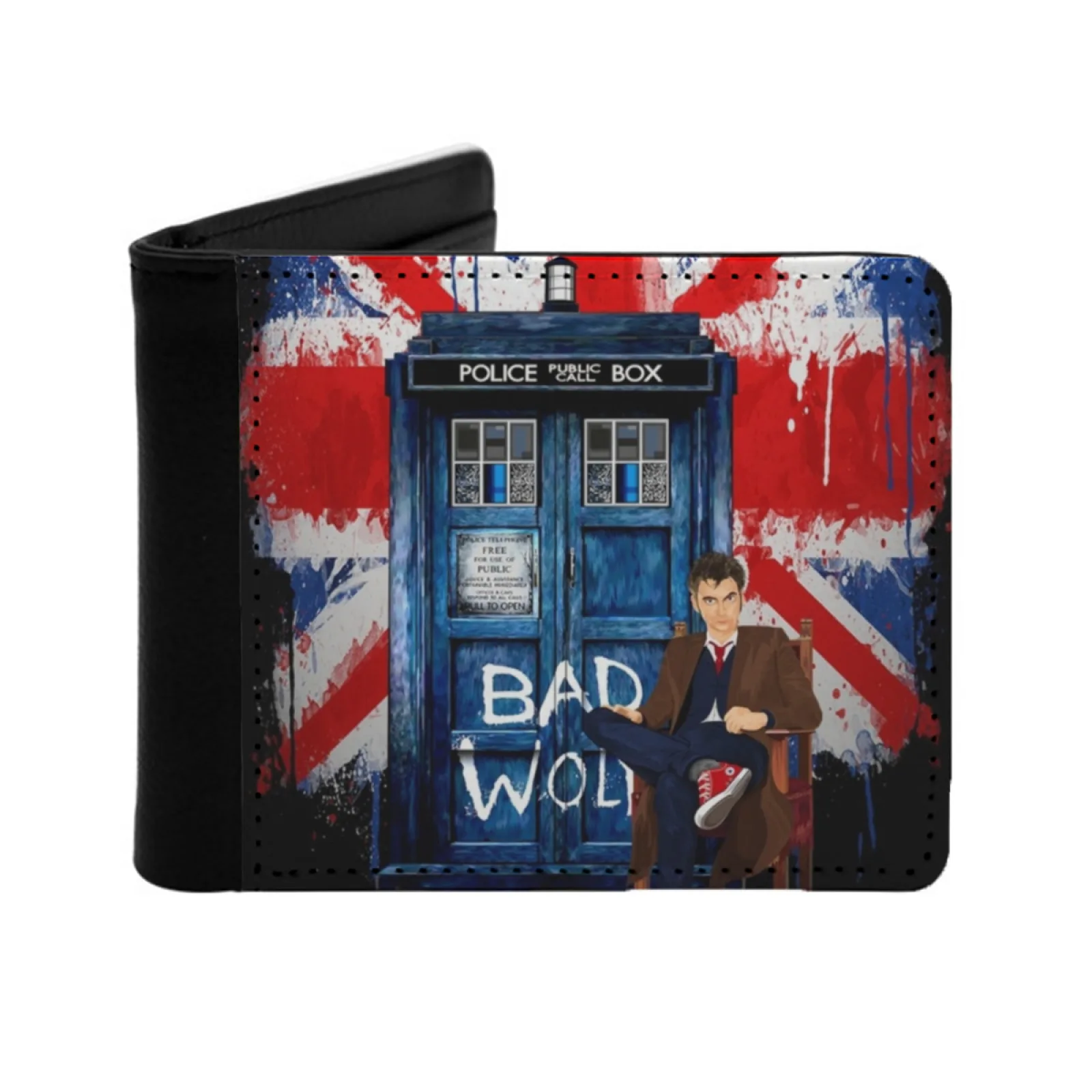 

Персонализированный кошелек British Bad Wolf для мужчин и женщин, короткий карманный кошелек из искусственной кожи, Великобритания, Великобритания, Юнион Джек, британский флаг