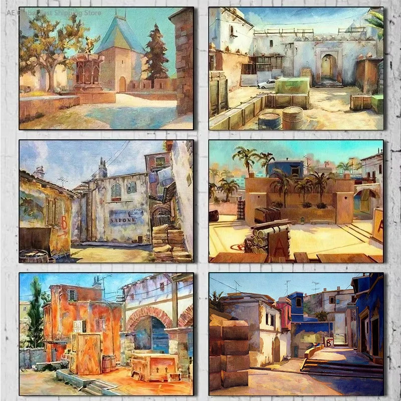 Popular Counter Strike Cs Go Gun Shooting Game Scene Poster Print Canvas Print Painting Wall Art Picture Living Room Home Decor