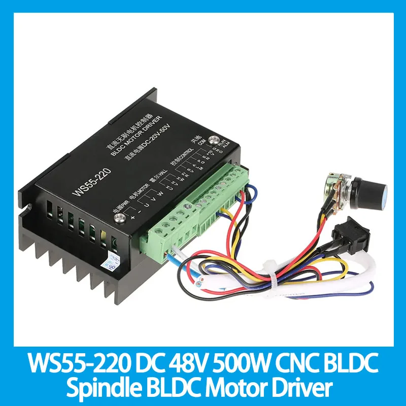 WS55-220 DC 48V 500W CNC Brushless Spindle BLDC Motor Driver Controller Hot