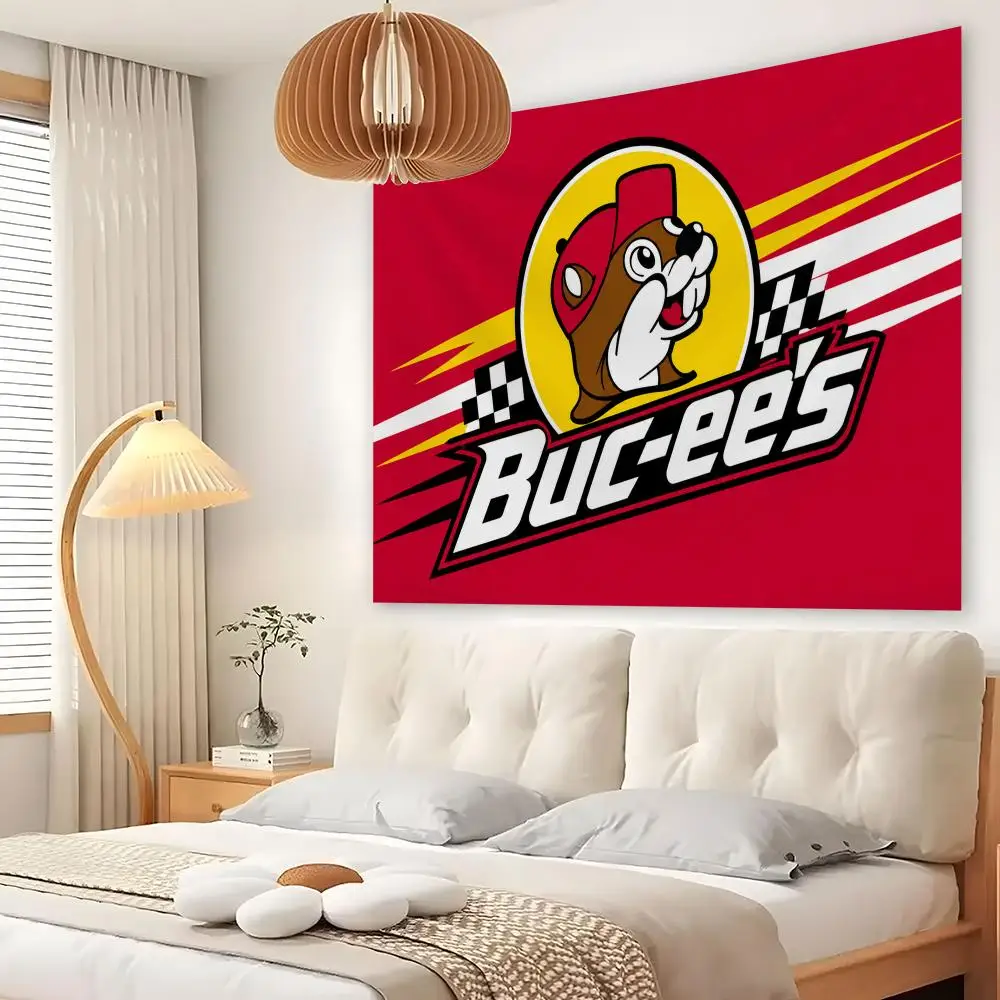 B-Buc-ee's Tapestry Custom Living Bedroom Party Dormitory Interior Wall Bohemian Decoration Attached Clip