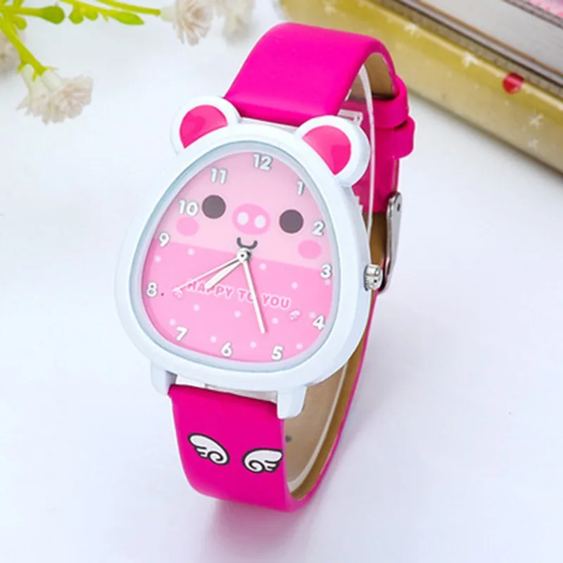 Filles mignon dessin animé montres enfants Quartz analogique en cuir montres dessin animé enfants montre anniversaire filles horloge cadeau