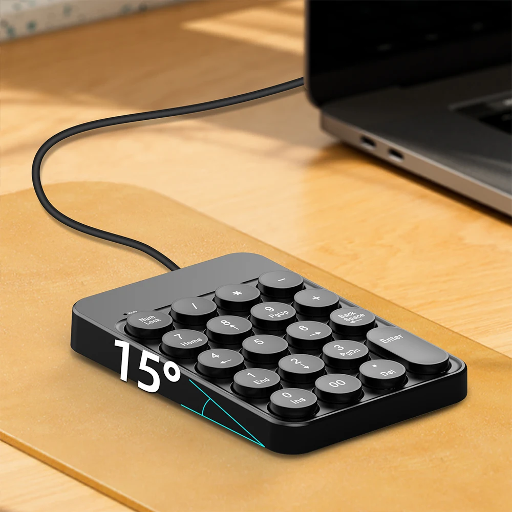 19 keys USB Wired Numeric Keypad Round Keycaps Ergonomic Extension Number Keypad Plug and Play for PC Desktop Laptop