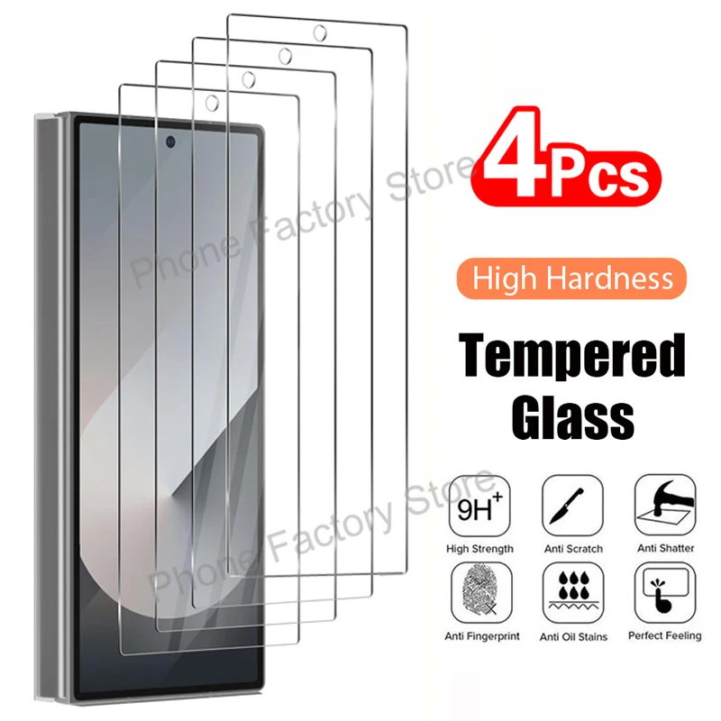 4 piezas Cristal templado para Samsung Galaxy Z Fold 7 6 5 4 3, protector de pantalla premium transparente para Samsung Z ZFold 6 5 Fold5, película de vidrio