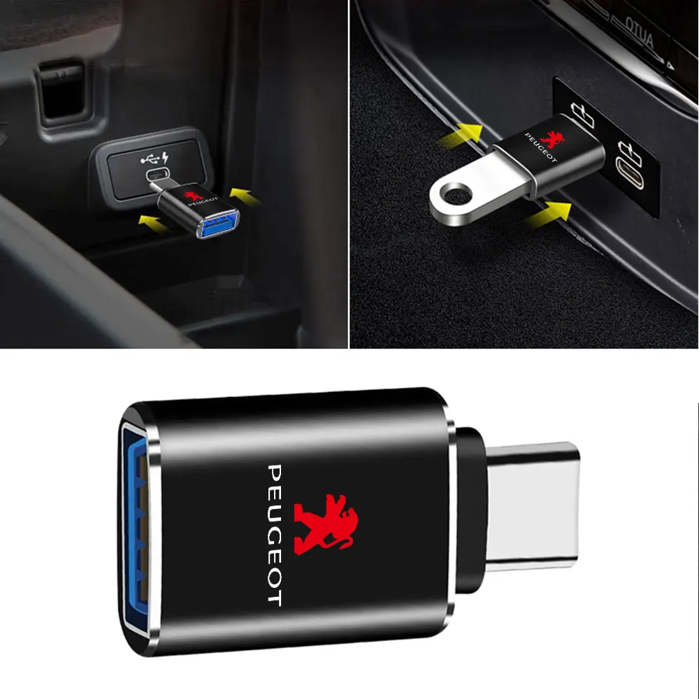 Car Type-C To USB Adapter Charge Interface Converter Phone Charger For Peugeot 206 207 208 306 307 308 508 408 107 2008 3008 key