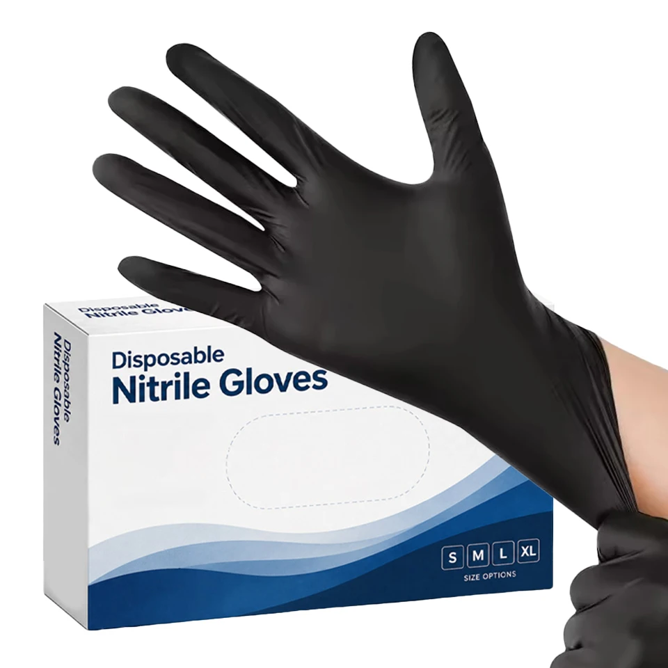 10/30/100PCS Black Nitrile Gloves Disposable Powder Free Gloves for Tattoo Studio Ink Cleaning Tool Handling Supplies