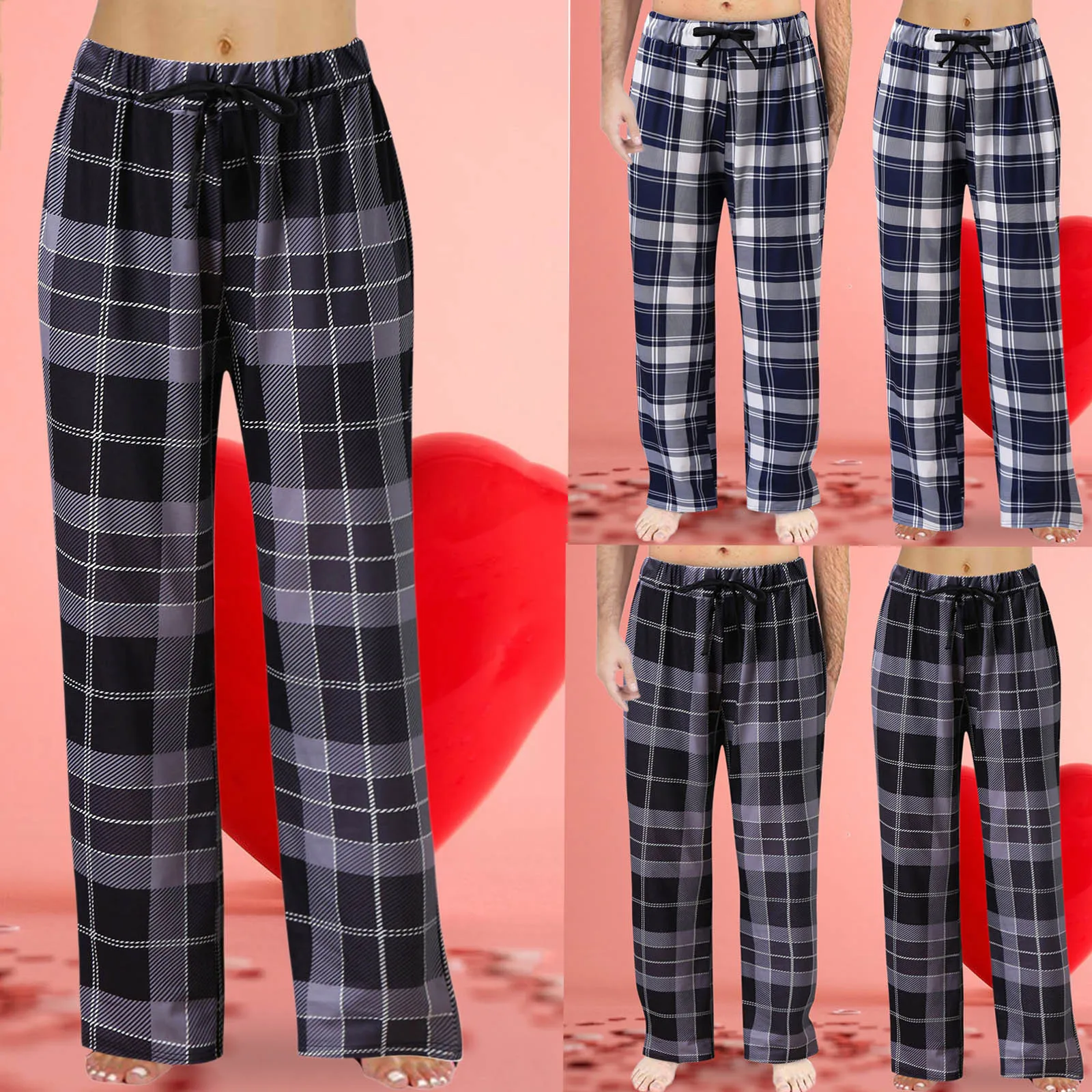 Women's Black White Plaid Casual Pants Autumn Fashion Outside Pajamas Home Pants Pocket Leisure Sweatpants pantalones de mujer