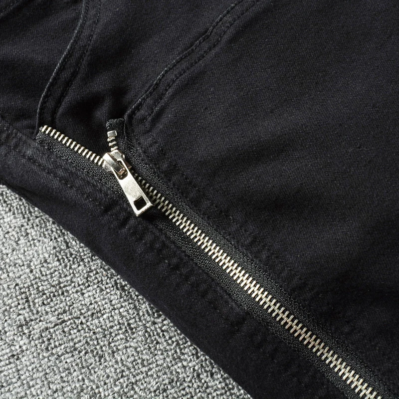 Street Fashion Men Jeans Black Color Elastic Stretch Skinny Fit Punk Jeans Zipper Designer Hip Hop Denim Pencil Pants Hombre