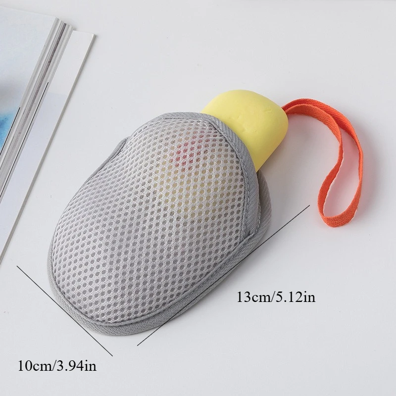 Mesh Drawstring Soap Bag Double-Sided Cleansing Rich Lather Soft Bath Scrubber Bathroom-Specific Oval Mesh Fabric Soap Bag