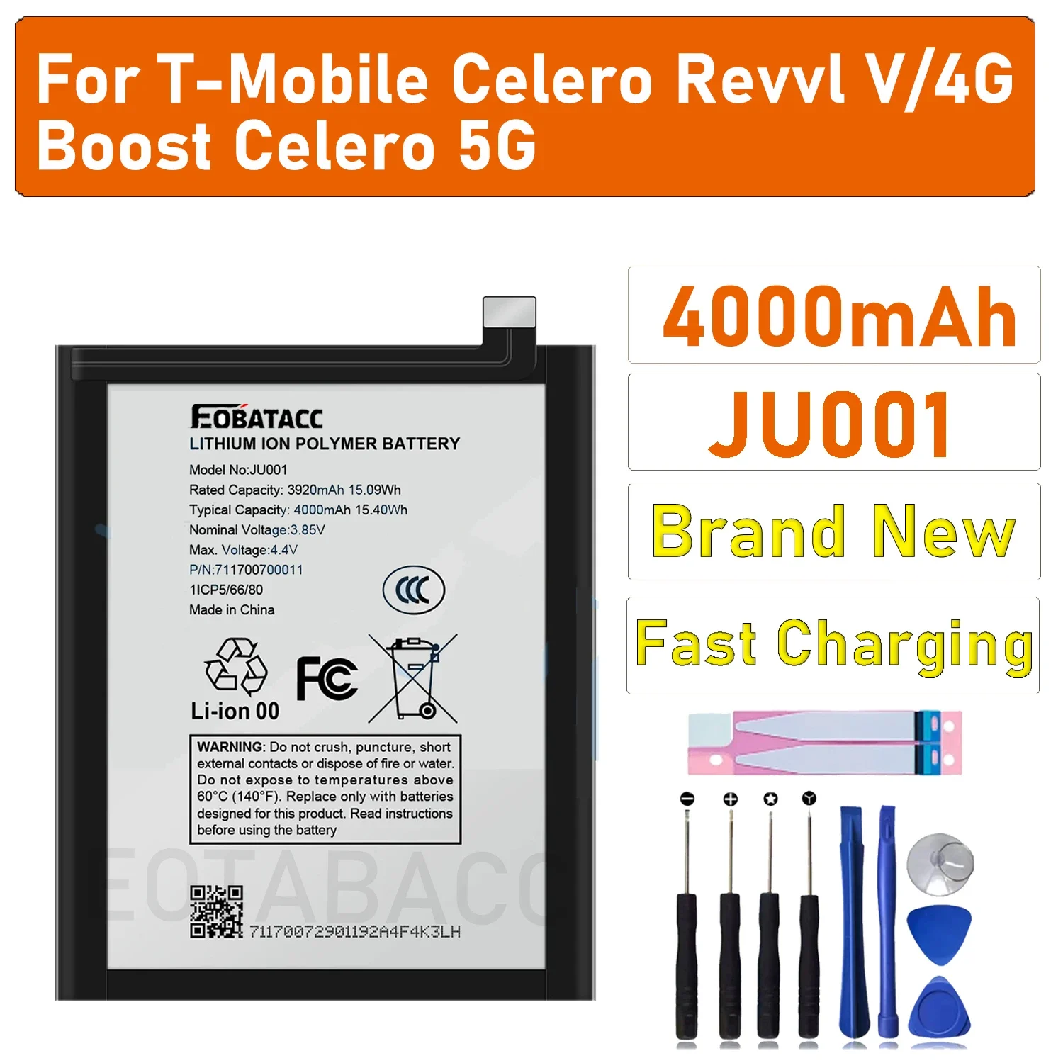2025 years Original New 4000mAh Ju001 Battery For Celero REVVL V CRICKET ICON 4 5G battery